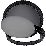 Tarteform und Quicheform, FANDE Non-Sticks Rund Quiche Tart Pfanne Kohlenstoffstahl Loose Bottom Quicheformen 2 Pack, Kuchenform Rund Quiche Tarte Form zum Back