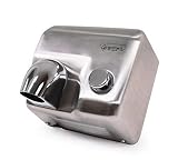 Schnell Handtrockner mit Druckknopf Handtrockner, Leistungsstark, Kompakt, Kommerziell, Tastenstart, Geringe Betriebskosten, modernes Design, Warmluft-Händetrockner Jet Dryer BUTTON – Silber E