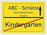 Geschenkidee Kindergarten - ABC Schützen Ortsschild Bild kleines Geschenk zur Einschulung - Kinder Party Deko Junge Mädchen Hinweisschild Glückwunschkarte Schulbeg