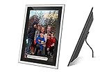 Kiki&Co Randlos Glas WLAN Digitaler Bilderrahmen 10 Zoll, Elektronischer Picture Frame mit App, HD, Touchscreen, SD Karte, WiFi, Smart Frame fur App