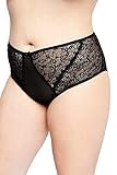Ulla Popken Damen große Größen Übergrößen Plus Size Taillenslip Ouvert, transparente Spitze, Schnürung schwarz 46+ 781064 10-46+
