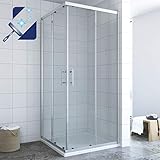 AQUABATOS® 80x80x195cm Duschkabine Eckeinstieg Eckdusche Duschabtrennung Duschwand Glas mit Schiebetüren | 6mm ESG Sicherheitsglas | Nano Beschichtung | Profilfarbe Silber matt | ohne Duschw