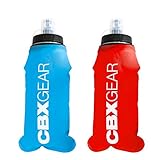 CBX GEAR 2X Trinkflasche 500 ml Blau & Rot Faltbare und auslaufsichere Wasserflasche | Laufausrüstung für Joggen, Trailrunning, Trekking, Marathon und mehr | Super leicht, kompakt und handsicher …