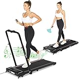 Laufband für zuhause klappbar 550W 2-in-1 elektrisches Laufband mit Fernbedienung, 2,0 PS Leistung, 1-12km/h, Bluetooth-Lautsprecher, LED Display, bis 110kg belastbar für Training, Kardio, I