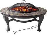 Naturschiefer 34 Zoll Feuerstelle Mit Akzenten Kochplatte Funkenschutz Kamin Poker Garten Outdoor Hinterhof Patio F