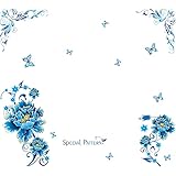 Goyi HonC Kreative PVC Schmetterling Blaue Blume Rebe Wandaufkleber Home Decor DIY Dekoration Hintergrund Tapeten Aufkleber auf der Wand Aufkleb