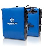 Forrider Fahrradtaschen für Gepäckträger - 100% Wasserdicht [2 Stück] 50L Volumen Premium Fahrrad Gepäckträgertaschen hinten Pack-Taschen Hinterradtaschen (Blau)