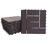 Mendler WPC Bodenfliese Rhone + Abschluss, Holzoptik Balkon/Terrasse, 11x je 30x30cm = 1