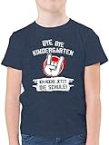 Schulkind Einschulung und Schulanfang - Bye Bye Kindergarten ich Rocke jetzt die Schule Grunge Rot - 128 (7/8 Jahre) - Dunkelblau Meliert - ich Bin 4 Tshirt Junge - F130K - Kinder Tshirts und T-S