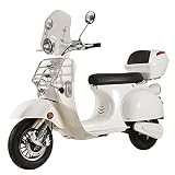 Elektroroller Classico Li, Windschild, 3000 Watt, E-Scooter, Elektro-Roller, mit Straßenzulassung, 45 km/h, 2 herausnehmbare Lithium-Akkus, Weiß