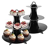 2 Stück Kuchenständer 3-lagiger Cupcake Ständer Nachmittagstee Dessertständer runder Turm Spitzendekoration verwendet für Weihnachtsfeier Geburtstag Jubiläum Hochzeit Baby Taufe Schw