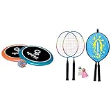 Schildkröt Funsports Softdisc Ogo Sport Set, Standardgrösse, blau, orange, Durchmesser 29 cm, 970090 & Kinder Federball Set Junior, 2 verkürzte Schläger 45,5 cm, 2 Federbälle, in 3/4 Hülle, 970901