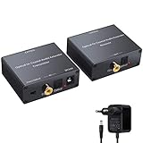 PROZOR Digital Audio Extender, Digital Koaxialer/Optischer Toslink Digitaler Audio Konverter über Cat5e/ 6-Kabel (PoC) bis zu 150m Übertragung Unterstützt Dolby Digital, DTS 5.1, DTS-HD, PCM