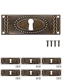 FUXXER® - 6x Antike Schlüssel-Schilder, Schloss-Rosetten, Schloss-Beschläge, Abdeckung für Schlösser, Schlüssel-Loch, Vintage Messing Bronze Jugendstil, Art Deco Design, 6er Set, 24 x 73