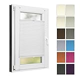 4dekor Plissee ohne Bohren nach maß, Pliseehalter klemmfix, Wählen Breite 30-129 cm, Höhe 50-150 cm, 18 Farben, Plisseerollo Fenster, Plissee zum kleben, Fensterrollo, Rollo für Fenster ohne B