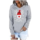Weihnachten Hoodie Damen Weihnachtspullover Herbst Winter Briefdruck Pullover Mit Kapuze Pulli Frauen Hoody Oversize Christmas Sweater Teenager Xmas Pullover Oberteil Top