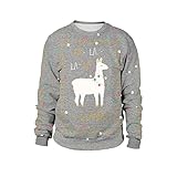 weihnachtskleidung, lässige, lockere Oberteile, weihnachtstag, Langarm-Pullover mit Rundhalsausschnitt 2075meer Fun-Shirt Spruch isfried Paddy Baumwolle bedrucktem Kragen Alan sportunterw