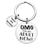 Schlüsselanhänger mit Aufschrift 'Happy 18th Birthday', Geschenk zum 18. Geburtstag, für Sohn, Tochter, Familie, Schlüsselanhänger, Geschenk für Freunde, Mädchen, Teenag