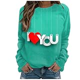 Frauen Valentinstag Pullover Casual Love Heart Print Rundhals Langarm Sweatshirt 2022 Frühling Streetwear Pullover, Stil C7, 46