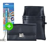 AKTION Kellnerportemonnaie solide Kellnerbörse robuste Kellnertasche mit Geldtester - Set mit Halfter + Kette - Geldbörse für Kellner Taxi Portemonnaie, Farbe: schw