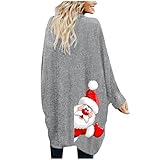 Weihnachten Damen Shirt Langarm v-Ausschnitt roter Pullover ausgefallene t Shirts Damen kalte Schulter Oberteil Rollkragenpullover schwarz Tunika Bluse grau hemdbluse Damen Kurzarm braunes S