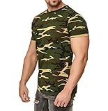 Happy Clothing Herren Camouflage T-Shirt Army Military Bundeswehr Tarnfarben Grün, Größe:3XL, Farbe:Camouflag