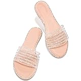 Geilisungren Damen Mode Strass Sandalen Peep Toe Flache Hausschuhe Juwelen Sandalen Sommer Kristall Schuhe Slippers Bequeme S