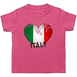 Baby Fahnen und Flaggen - Italien Herz Vintage - 12/18 Monate - Pink - Baby 6 Monate - BZ02 - Baby T-S