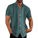 Yiartion Hawaiihemd Herren Kurzarm Oversize Sommer Kurzarmhemden Coole Atmungsaktiv Freizeithemd Regular Fit Alltag Arbeitshemd Loose Casual Hawaii Strandhemd Vertikale S