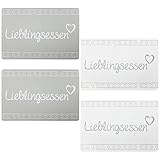 com-four® 4X Platzset Lieblingsessen - Abwischbares Tischset - Tischunterlage Esstisch - Platzdeckchen aus Kunststoff - 43 x 28,5 cm (04 Stück - Lieblingsessen)