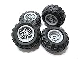LEGO TECHNIC - 4 Räder mit 56x26 Ballonreifen mit Felge in grau für Technik - Sets - 56145 / 55976