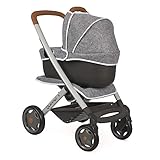 Smoby – Quinny 3in1 Multifunktions-Puppenwagen Grau - für Puppen bis 42 cm – wandelbarer Puppenwagen für unterschiedliche bedürfnisse im Quinny-Design, für Kinder ab 3 J