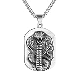 Gothic Cobra Tag Anhänger Halskette für Männer, Edelstahl Viking Snake Halskette Punk Cobra Animal Halskette für Jung