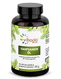 Vihado Natur Hanfsamenöl Kapseln – Omega 3 6 9 Fettsäuren aus Hanföl zur Nahrungsergänzung – Omega 3 (ALA) trägt zur Aufrechterhaltung eines normalen Cholesterinspiegels bei – 60 Kap