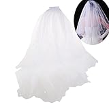 WINOMO Brautschleier Hochzeitsschleier mit Kamm Doppelte Schichte Lange 80cm Weiß