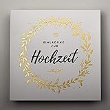 Art Nuvo SATZ 20 St. 135x135mm HOCHZEITSEINLADUNGEN MIT GEDRUCKTEN EINLAGEN UND UMSCHLÄGEN FÜR HOCHZEIT – VERGOLDETES MUSTER AUF AQUARELLPAPIER, ZAP_DE_06