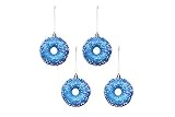Heitmann Deco Christbaum - Schmuck - Donut - 4er Set - Weihnachtskugeln - blau - beglittert - ca. 8,5 x 8,5