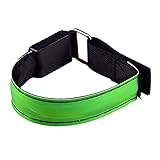 LED-Armband Reflektierendes Reflektorband Handschlaufe Leuchtarmband Verstellbares Lauflicht LED-Laufsicherheitslicht Reflektor Armband zum Joggen Laufen Radfahren Gehen (Grün)