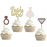 Cymeosh 36 Stücke Bride to Be Cake Topper Glitter Braut Kuchen Topper Rose Gold, Tortendeko Diamant Krone Brautkleid Kuchendeckel für Brautdusche, Junggesellenabschied, Hochzeit Verlobung