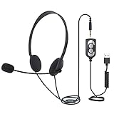 TINGDA USB Headset mit Mikrofon, leichtem Computer Headset, kabelgebundenen Headphone mit Noise Cancelling, Inline Steuerung 3,5mm Callcenter Headset für Skype PC Mobiltelefone, O