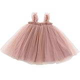 Ugitopi Baby Mädchen Kleinkind Tutu Kleid ärmellose Prinzessin Infant Tüll Kleid (B-Tan, 90)