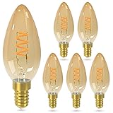 iolloi E14 LED Lampe für Kerzenform, Dimmbar, mit E14-Sockel, B35 Filament Birne 3W 150 Lumen (ersetzt 30 Watt), 2200K Warmweiß 360°, 6er-Pack, 2 Jahre Garantie[Energieklasse A+]