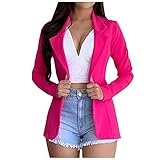 Damen Blazer Elegant Business Anzug Langarm Sakko Einfarbig Slim Fit EIN Knopf Tailliert Geschäft Büro Jacke Kurz Mantel Anzüge B