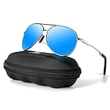 MXNXEU Sonnenbrille Herren Pilotenbrille Polarisiert Pilotenbrille Polarisierte Sonnenbrille Herren Outdoor Pilot Unisex UV400 Fahren Sonnenbrille-Blau/Silb