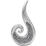 The Leonardo Collection Glitzernde Skulptur für den Innenbereich, dekorativ, mit Strasssteinen, silberfarb
