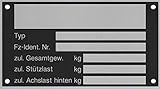 1 x Blanko Typenschild Anhängertypenschild Neutral Anhänger - Vers. 7