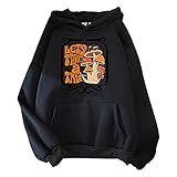 Soild Sweatshirt für Damen, langärmelig, Pullover, Hoodie, lässig, niedlich, grafisches T-Shirt, Herbst, Kleidung, Tops, Kapuzenpullover, Bluse, Schwarz , 42