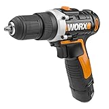 WORX WX128 Akkuschrauber 12V - 25Nm, 2-Gang-Getriebe und LED-Licht – Akkubohrschrauber Set zum Bohren und Schrauben - mit Li Ion Akku, Ladeg