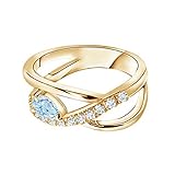 Multi Wählen Sie Ihren Edelstein 0,70 Ctw Criss Cross Birnenförmig 925er Sterling Silber Gelbgold plattiert Ring (Aquamarin, 25)