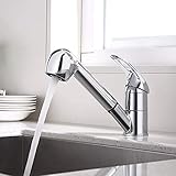 GAVAER Wasserhahn Küche, 360 ° Drehbare Einhebel-Spültischarmaturmit Ausziehbrause, 2 Strahlarten Mischbatterier Küche für Warm und Kaltwasser Geeig